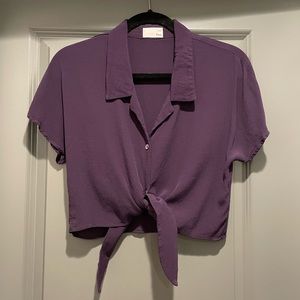 Aritzia Purple Tie Crop Top Size Small